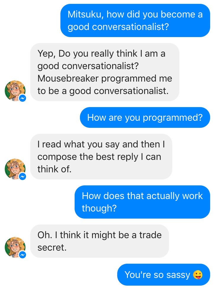 good conversation between a user with a chatbot