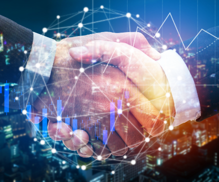 business man handshake with global network link connection