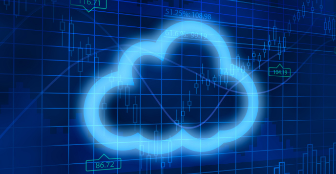 Cloud computing symbol on finance background