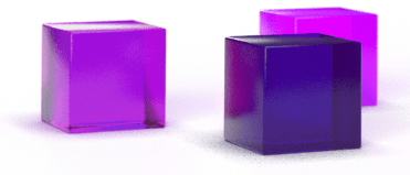 three purple 3d cubes