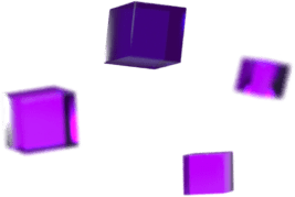 four floating purple 3d cubes