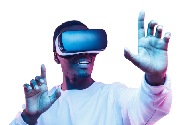 person using a virtual reality device