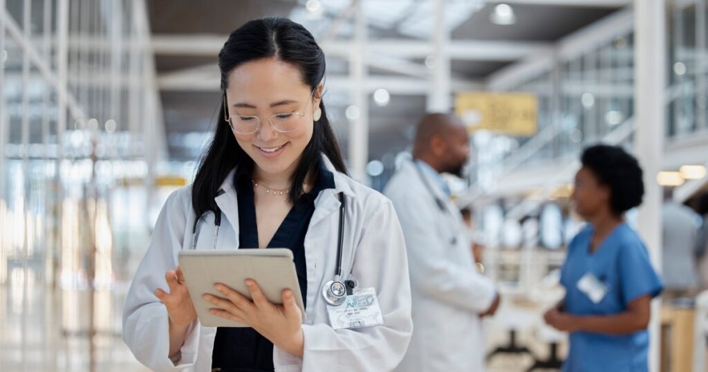 doctor using a tablet