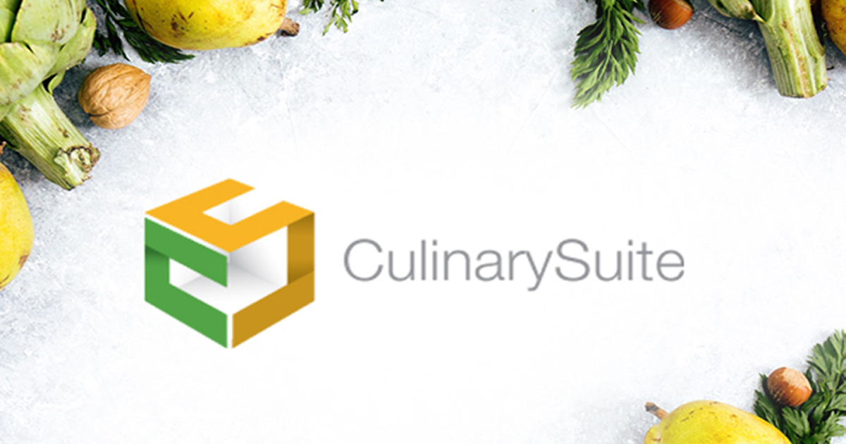 CulinarySuite logo surrounded by fresh vegetables on ice.