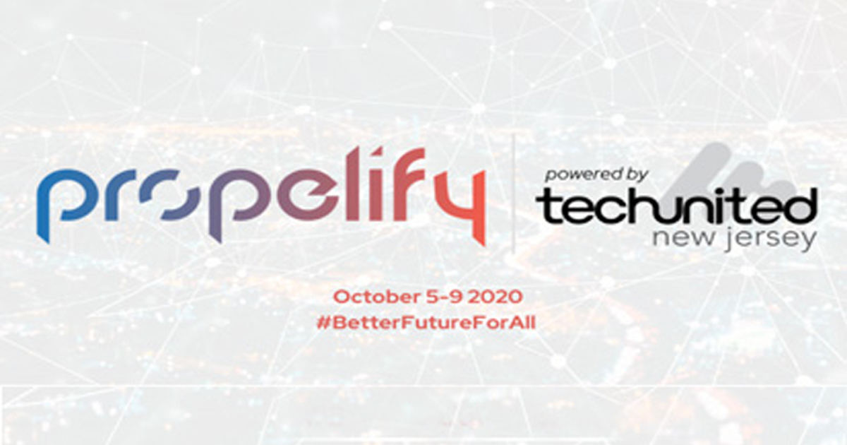 Propelify Innovation Festival banner powered by TechUnited New Jersey, October 5 to 9, 2020.