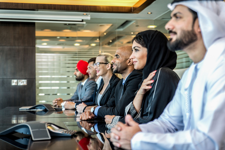 multicultural meeting of business teams